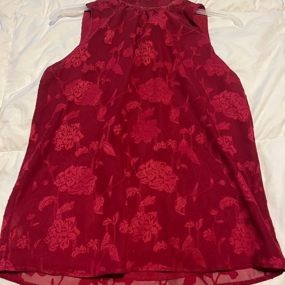 LOFT Red Floral Tank Top